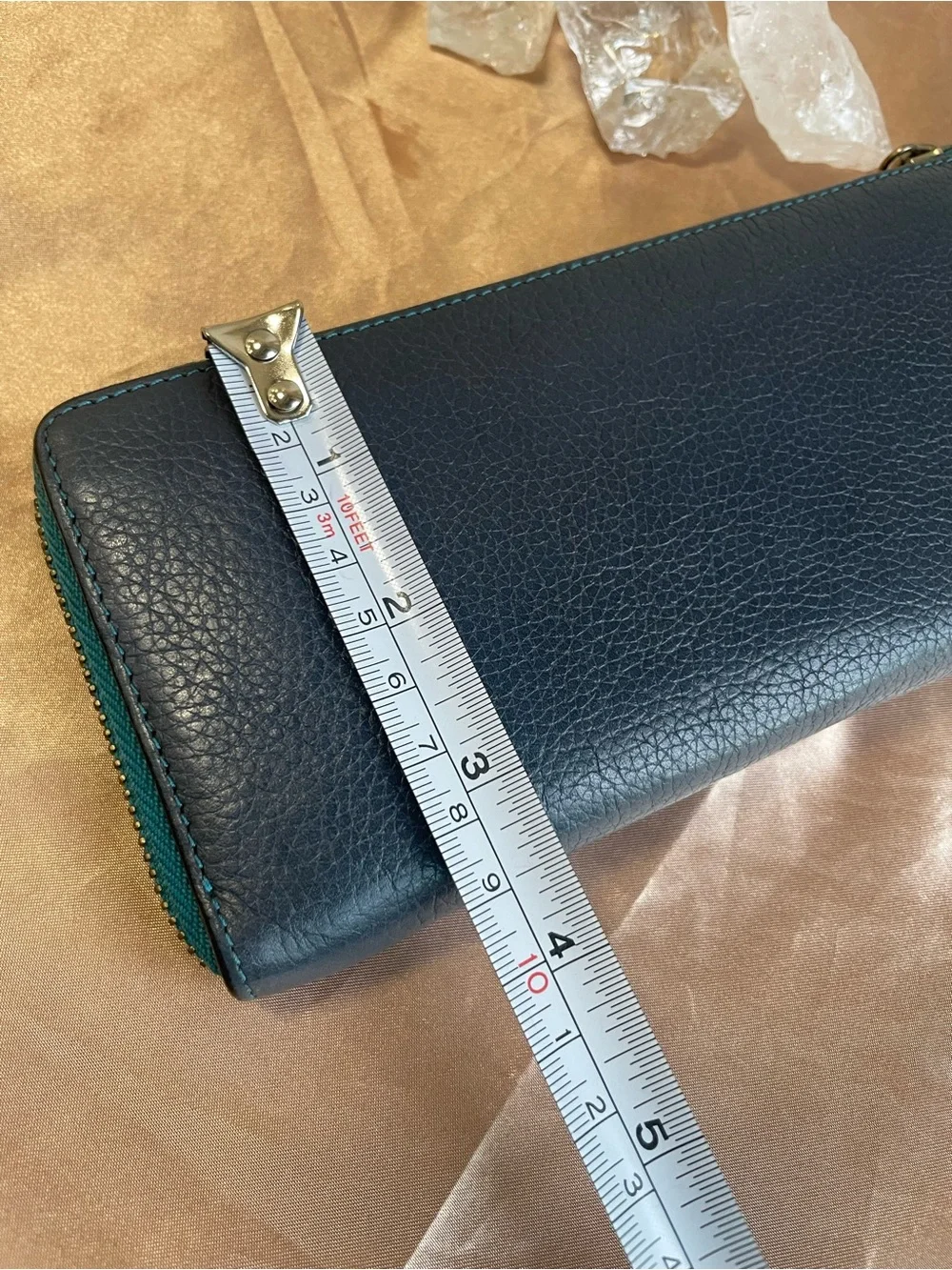 Chloé Tri-Color Leather Continental Wallet — Teal, Navy & Burgundy